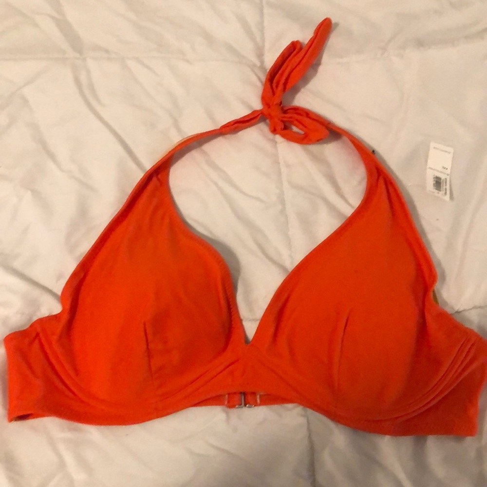 NWT! Orange lightly lined halter bikini top